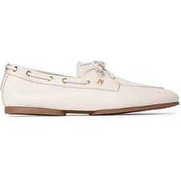 Tommy Hilfiger Th Sleek Leather Boat Shoe - Beige