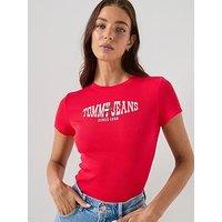 Tommy Jeans Slim Fit Logo T-Shirt - Red