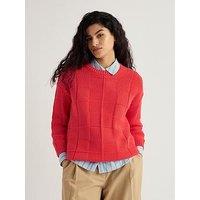 Seasalt Cornwall Hedge Rock Mixed Stitch Crew Neck Jumper - Cayenne
