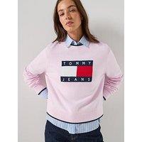 Tommy Jeans Flag Sweater - Pink