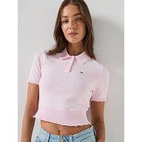 Tommy Jeans Short Sleeve Polo Sweater - Pink