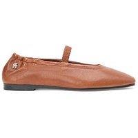 Tommy Hilfiger Soft Leather Ellastic Ballerina Shoes - Brown