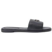 Tommy Hilfiger Logo Hardware Leather Mule - Black