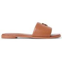 Tommy Hilfiger Th Logo Hardware Leather Mule Slip-Ons - Brown
