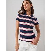 Tommy Jeans Slim Short Sleeve Rib Polo Top - Navy