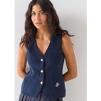 Tommy Hilfiger V Neck Button Through Vest - Navy