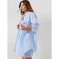 Tommy Hilfiger Seersucker Striped Long Co Ord Shirt - Blue
