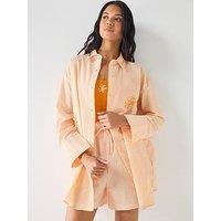 Tommy Hilfiger Seersucker Striped Long Co Ord Shirt - Orange