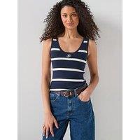 Tommy Hilfiger Slim Fit Premium Knit Striped Tank Top - Navy