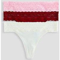 Tommy Hilfiger 3 Pack Tanga Thong - Pink/Red/White