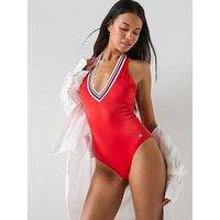 Tommy Hilfiger Plunge Halterneck Swimsuit - Orange