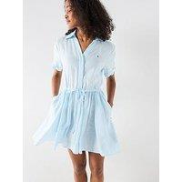 Tommy Hilfiger Linen Short Sleeve Mini Dress - Blue