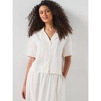 Tommy Hilfiger Frayed Linen Blend Shirt - White