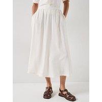 Tommy Hilfiger Linen Blend Volume Midi Skirt - White