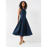 Tommy Hilfiger Linen Hourglass Midi Dress - Blue