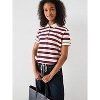 Tommy Hilfiger Striped Modern Short Sleeve Polo Top - Orange