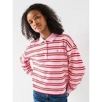 Tommy Hilfiger Multi Long Sleeve Striped Polo Top - Pink