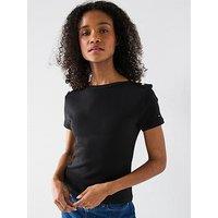 Tommy Hilfiger Gold Button Slim T-Shirt - Black