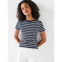 Tommy Hilfiger Gold Button Short Sleeve T-Shirt - Blue Stripe