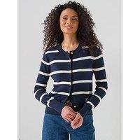 Tommy Hilfiger Crew Neck Long Sleeve Striped Cardigan - Navy