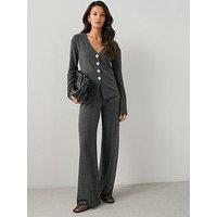 The Very Collection Wide Leg Pin Tuck Soft Touch Trouser Co-Ord - Charcoal