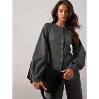 The Very Collection Button Up Long Sleeve Top Co-Ord - Grey