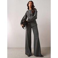 The Very Collection Wide Leg Trouser Co-Ord - Grey