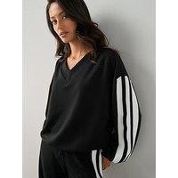 The Very Collection V Neck Side Stripe Co-Ord Top - Black