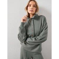 The Very Collection Funnel Neck Soft Touch Modal Top Co-Ord - Green