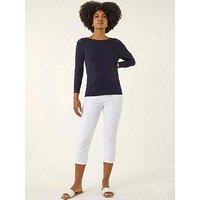 Roman Scalloped Neck Knit Jumper - Navy