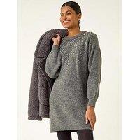 Roman Faux Pearl Knit Dress - Grey
