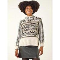 Roman Jacquard Stitch Knit Jumper - Beige