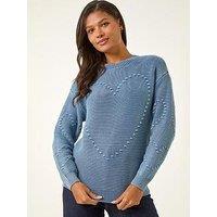 Roman Heart Stitch Knit Jumper - Denim