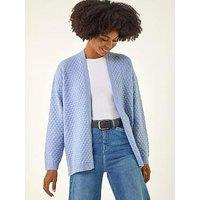 Roman Waffle Knit Cardigan - Light Blue