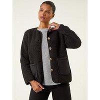 Roman Fleece Pocket Front Jacket - Black