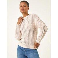 Roman Textured Knit Jumper - Beige