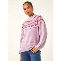 Roman Petite Fairisle Knit Jumper - Pink