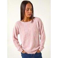 Roman Petite Sequin Cable Knit Jumper - Light Pink