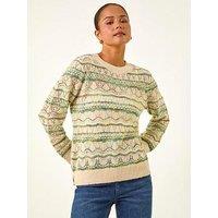 Roman Petite Melange Stripe Knit Jumper - Green
