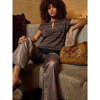 Roman Zig Zag Print Bubble Hem Top - Bronze