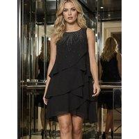 Roman Hotfix Tiered Swing Dress - Black