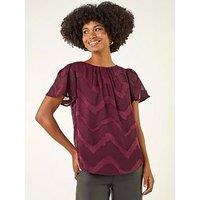 Roman Jacquard Zig Zag Top - Wine