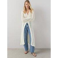 The Very Collection Longline Fluid Maxi Cardigan - Cream