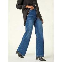 Roman Buttoned Pocket Jeans - Blue