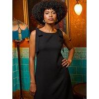 Roman Satin Bow Detail Shift Dress - Black