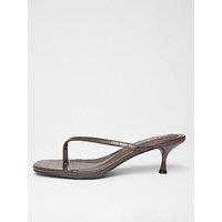 Quiz Wide Fit Brown Croc Toe Post Heels