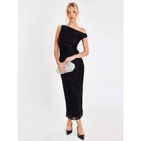 Quiz Black Embellished Lace Midaxi Dress