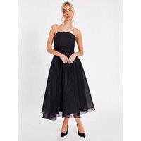 Quiz Black Organza Midi Skater Dress