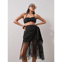 The Very Collection Fringed Beach Skirt - Black