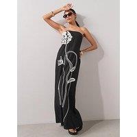 The Very Collection Embroidered Bandeau Beach Dress - Black